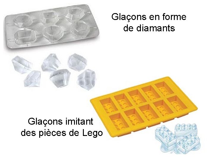 Glaçons en forme de diamants Glaçons imitant des pièces de Lego 