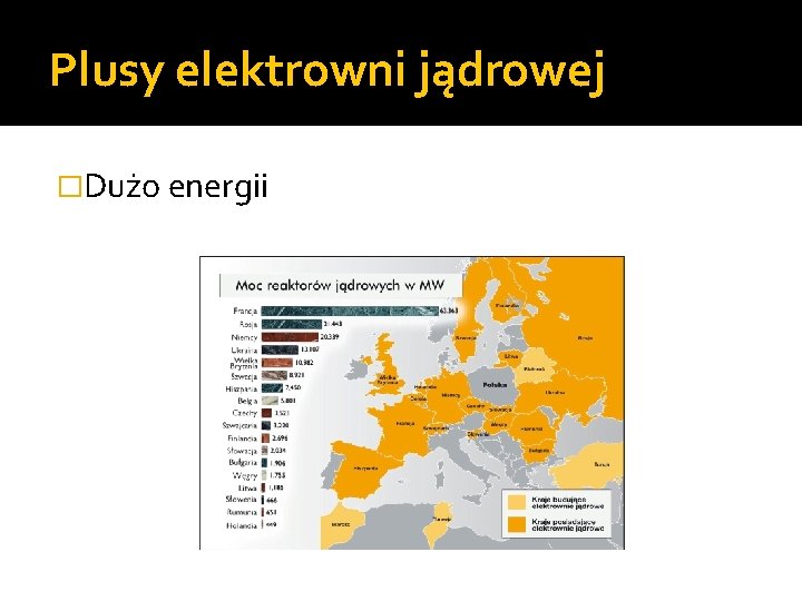 Plusy elektrowni jądrowej �Dużo energii 