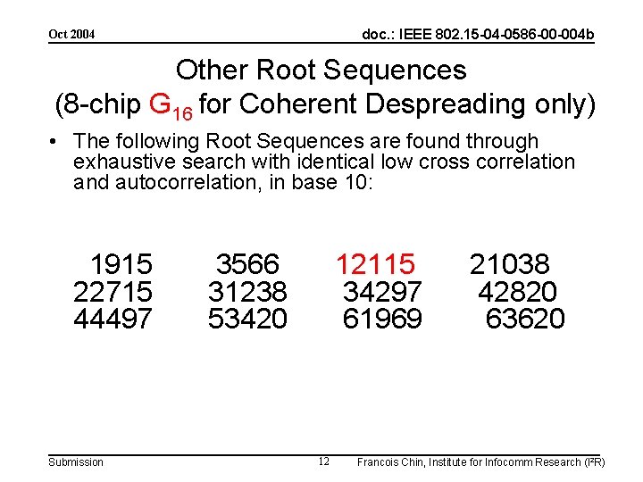 doc. : IEEE 802. 15 -04 -0586 -00 -004 b Oct 2004 Other Root