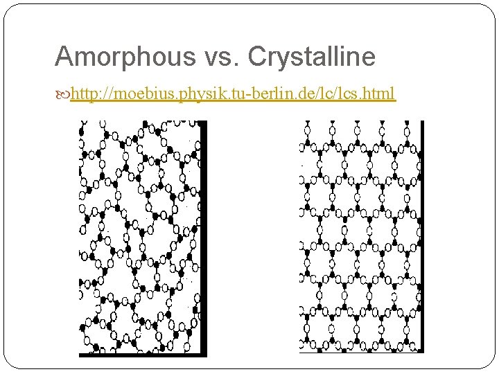 Amorphous vs. Crystalline http: //moebius. physik. tu-berlin. de/lc/lcs. html Amorphous vs. Crystalline http: //moebius. physik. tu-berlin. de/lc/lcs. html
