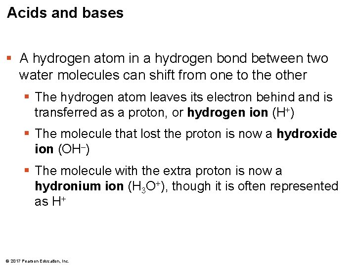 Acids and bases § A hydrogen atom in a hydrogen bond between two water