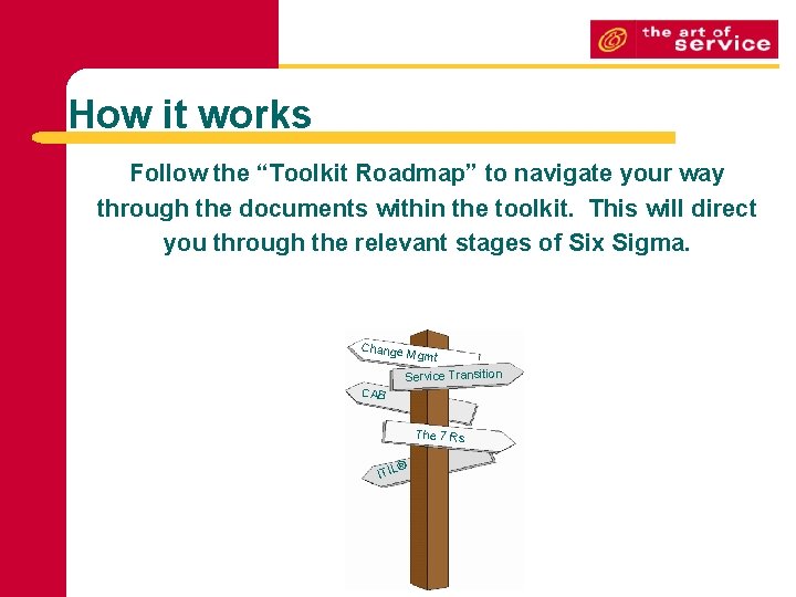 How it works Follow the “Toolkit Roadmap” to navigate your way through the documents