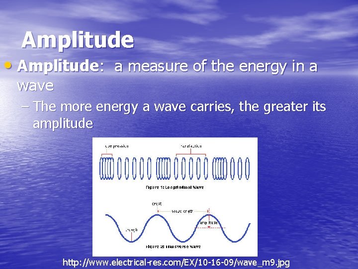 Amplitude • Amplitude: a measure of the energy in a wave – The more