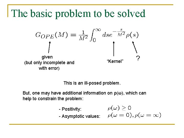 The basic problem to be solved given (but only incomplete and with error) “Kernel”