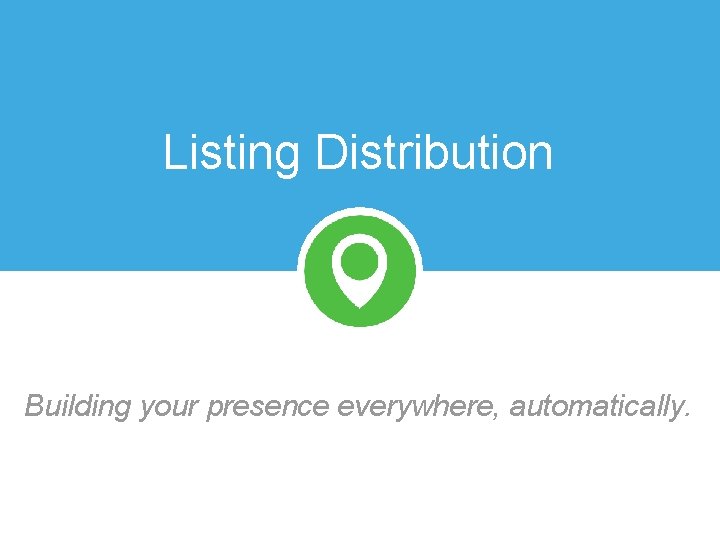 Listing Distribution Building your presence everywhere, automatically. 