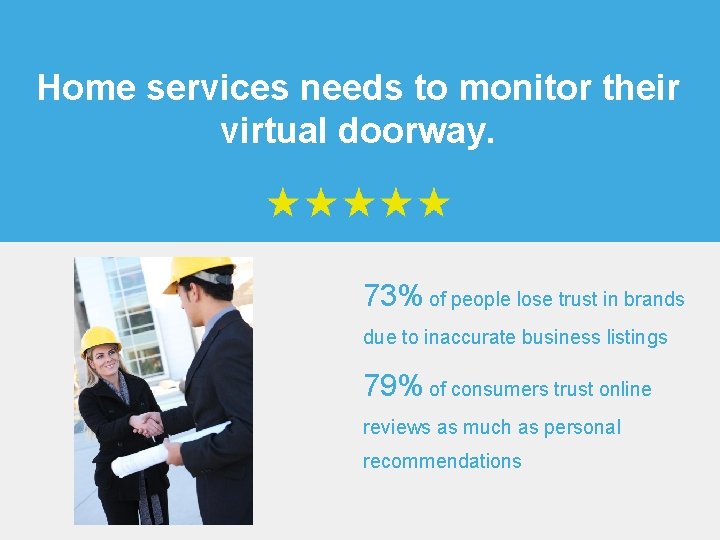 Home services needs to monitor their virtual doorway. 73% of people lose trust in