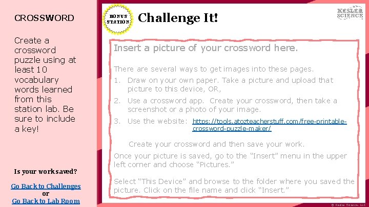 CROSSWORD Create a crossword puzzle using at least 10 vocabulary words learned from this