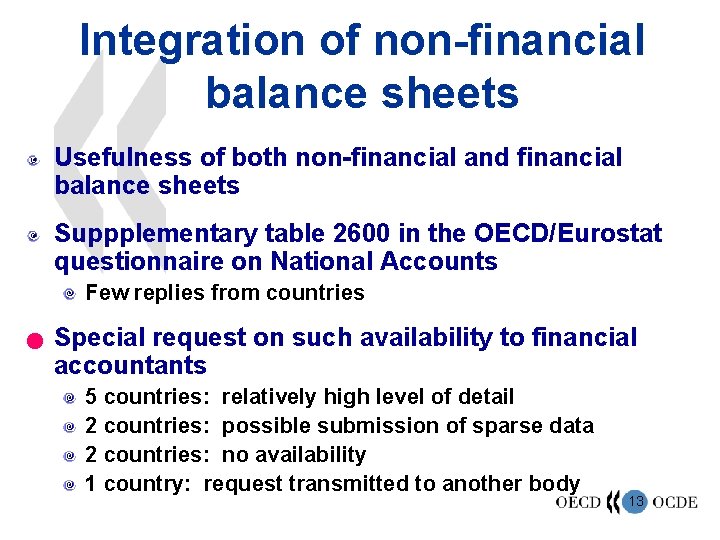 Integration of non-financial balance sheets Usefulness of both non-financial and financial balance sheets Suppplementary