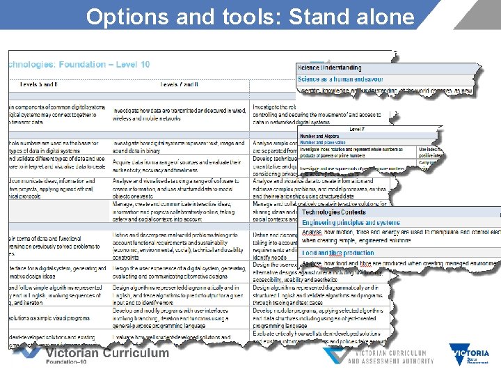 Options and tools: Stand alone 