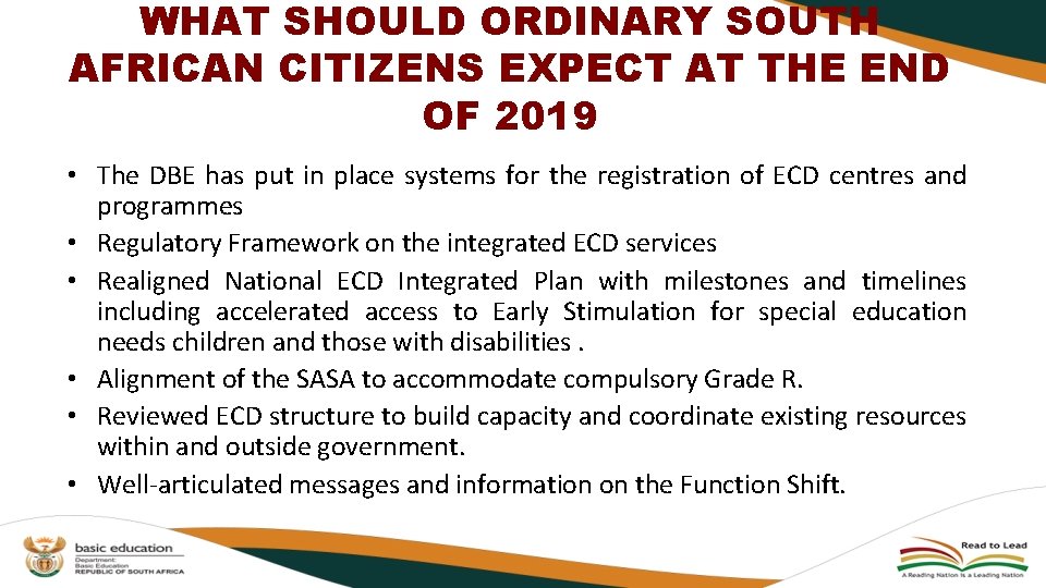 WHAT SHOULD ORDINARY SOUTH AFRICAN CITIZENS EXPECT AT THE END OF 2019 • The WHAT SHOULD ORDINARY SOUTH AFRICAN CITIZENS EXPECT AT THE END OF 2019 • The