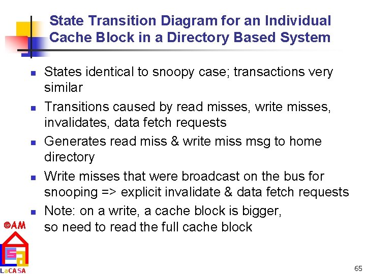 State Transition Diagram for an Individual Cache Block in a Directory Based System n