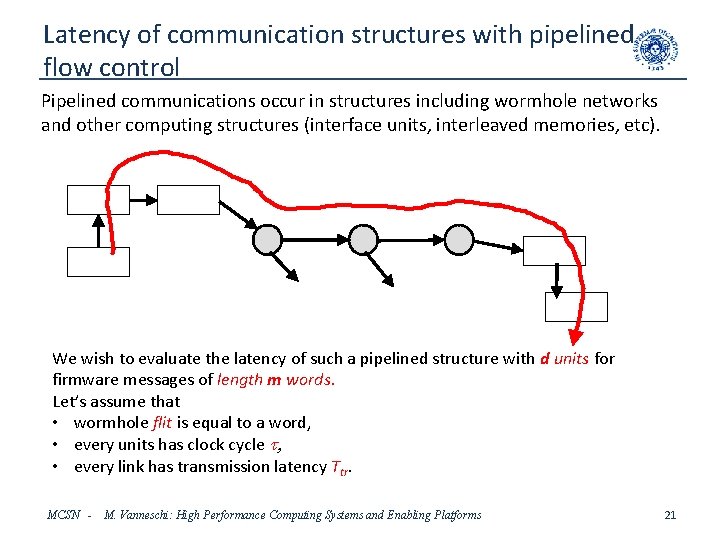 Latency of communication structures with pipelined flow control Pipelined communications occur in structures including