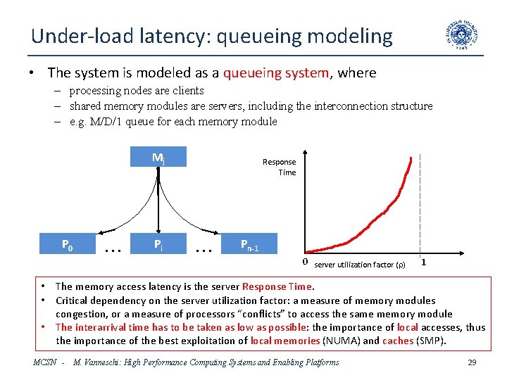 Under-load latency: queueing modeling • The system is modeled as a queueing system, where