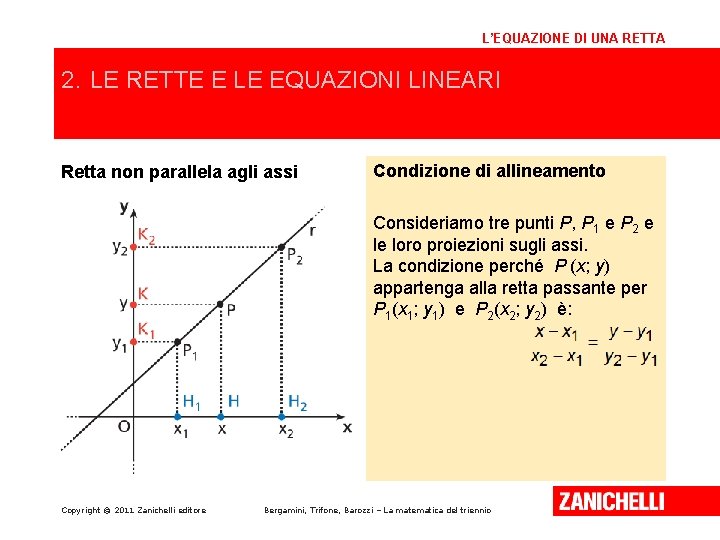 L’EQUAZIONE DI UNA RETTA 2. LE RETTE E LE EQUAZIONI LINEARI Retta non parallela