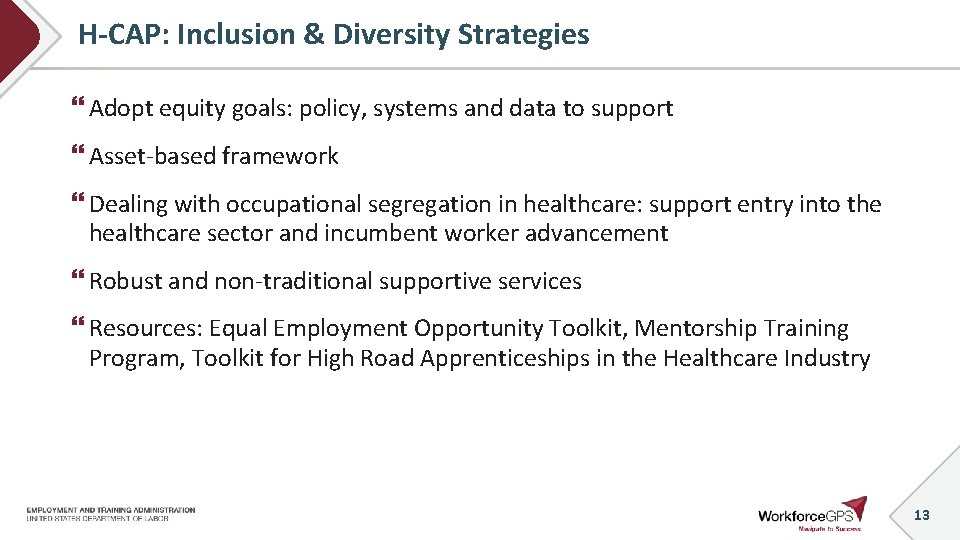 H-CAP: Inclusion & Diversity Strategies Adopt equity goals: policy, systems and data to support