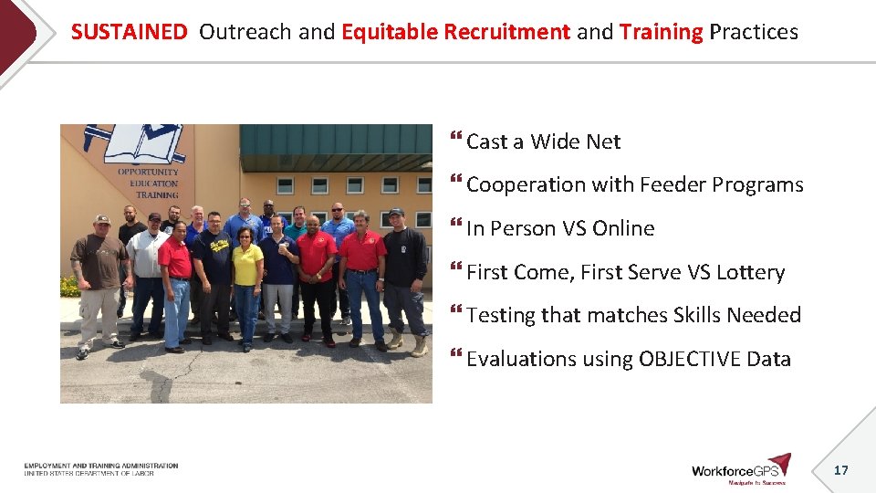 SUSTAINED Outreach and Equitable Recruitment and Training Practices Cast a Wide Net Cooperation with