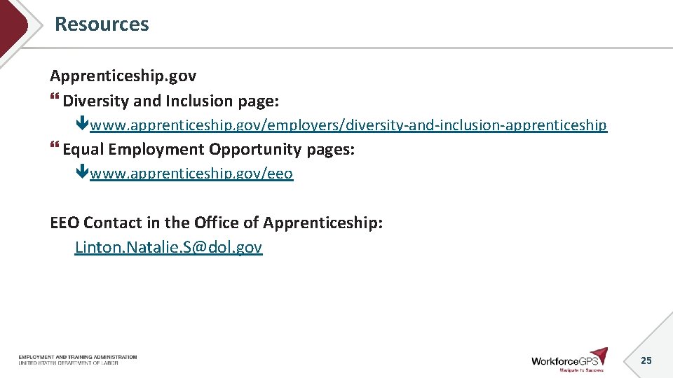 Resources Apprenticeship. gov Diversity and Inclusion page: www. apprenticeship. gov/employers/diversity-and-inclusion-apprenticeship Equal Employment Opportunity pages: