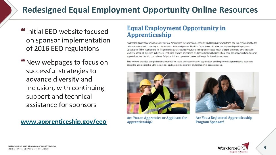 Redesigned Equal Employment Opportunity Online Resources Initial EEO website focused on sponsor implementation of