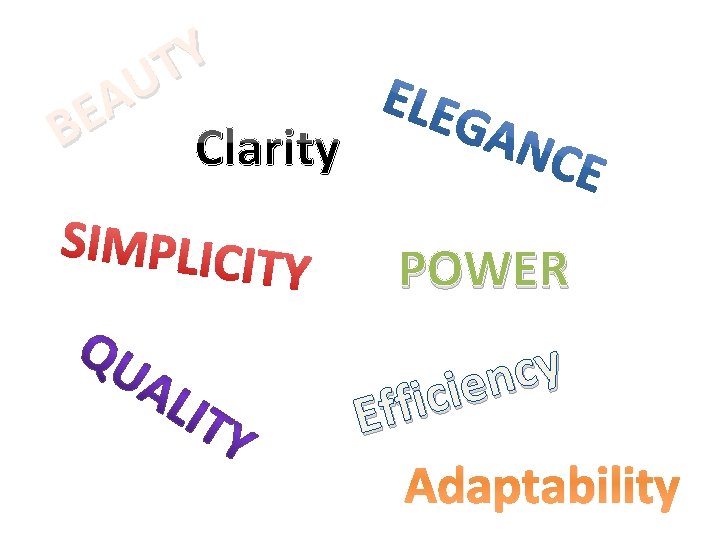 Y T U A E B Clarity SIMPLICI TY POWER y c n e