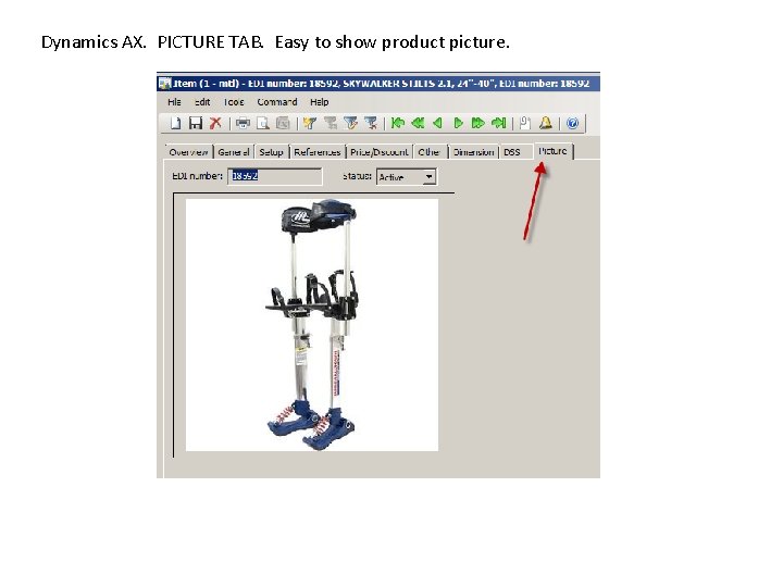 Dynamics AX. PICTURE TAB. Easy to show product picture. 