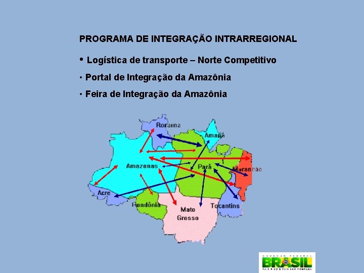 PROGRAMA DE INTEGRAÇÃO INTRARREGIONAL • Logística de transporte – Norte Competitivo • Portal de