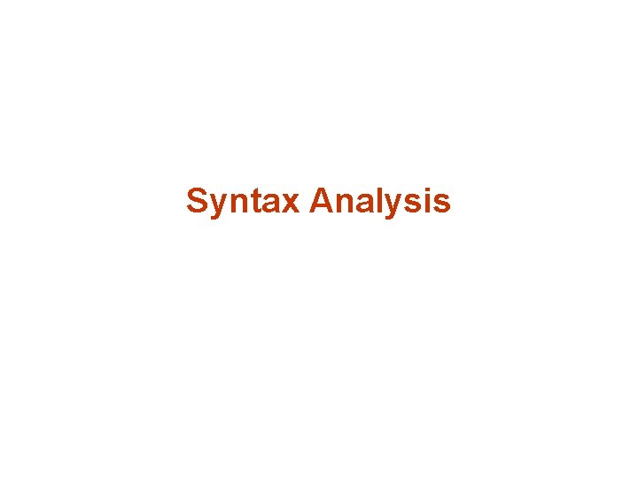 Syntax Analysis 