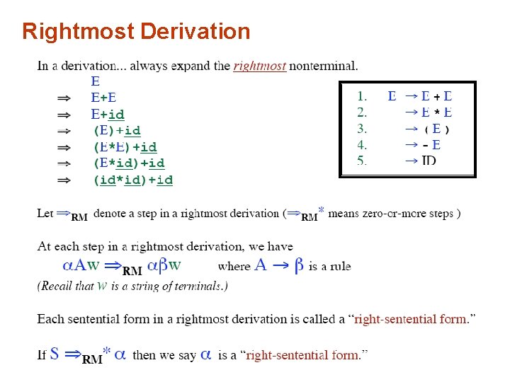 Rightmost Derivation 