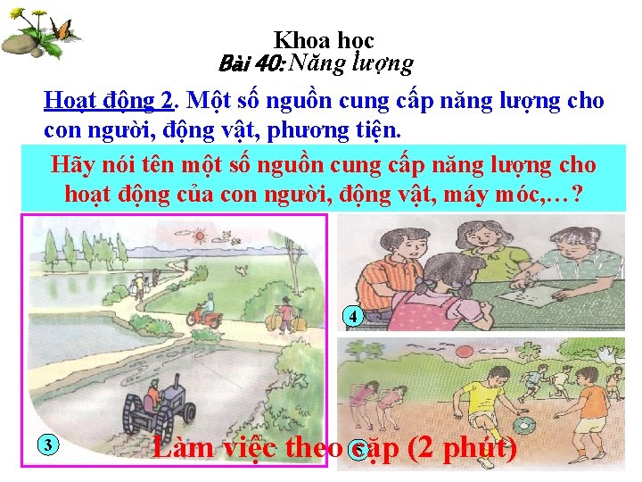 Khoa học Bài 40: Năng lượng Hoạt động 2. Một số nguồn cung cấp