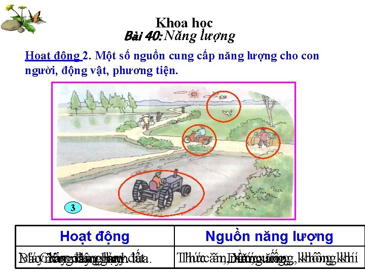 Khoa học Bài 40: Năng lượng Hoạt động 2. Một số nguồn cung cấp