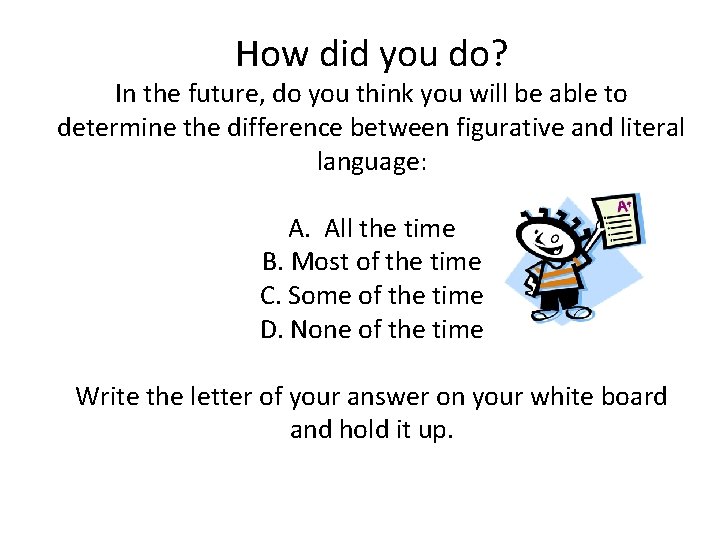 How did you do? In the future, do you think you will be able