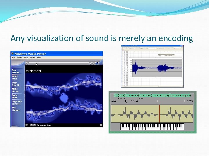 Any visualization of sound is merely an encoding Any visualization of sound is merely an encoding