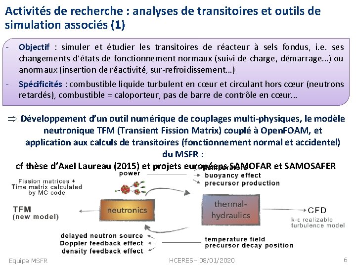 Activités de recherche : analyses de transitoires et outils de simulation associés (1) -