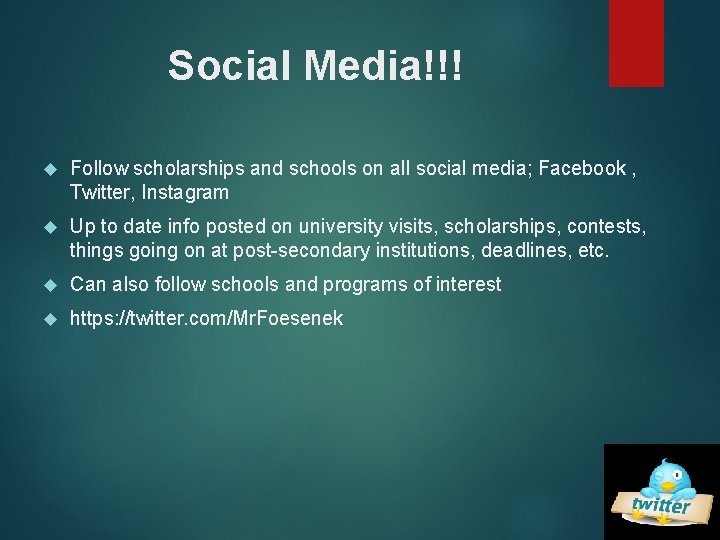 Social Media!!! Follow scholarships and schools on all social media; Facebook , Twitter, Instagram