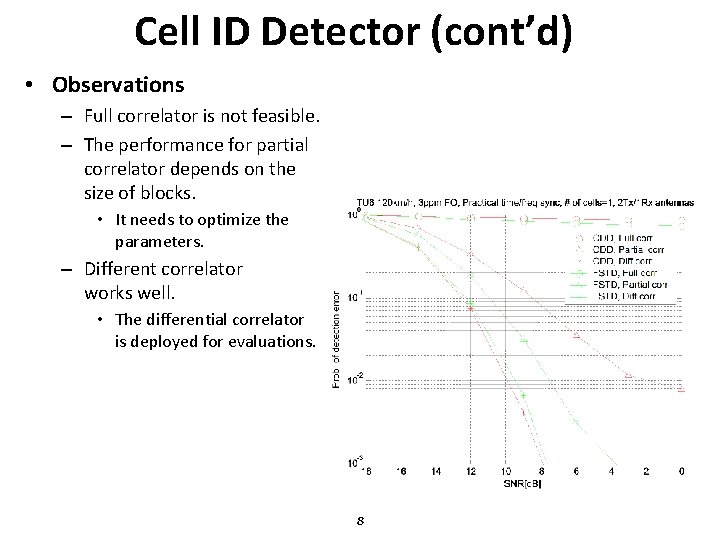 Cell ID Detector (cont’d) • Observations – Full correlator is not feasible. – The