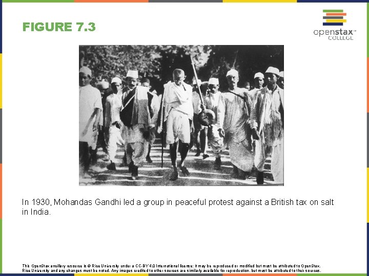 FIGURE 7. 3 In 1930, Mohandas Gandhi led a group in peaceful protest against