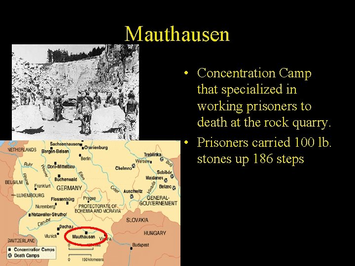 Mauthausen • Concentration Camp that specialized in working prisoners to death at the rock