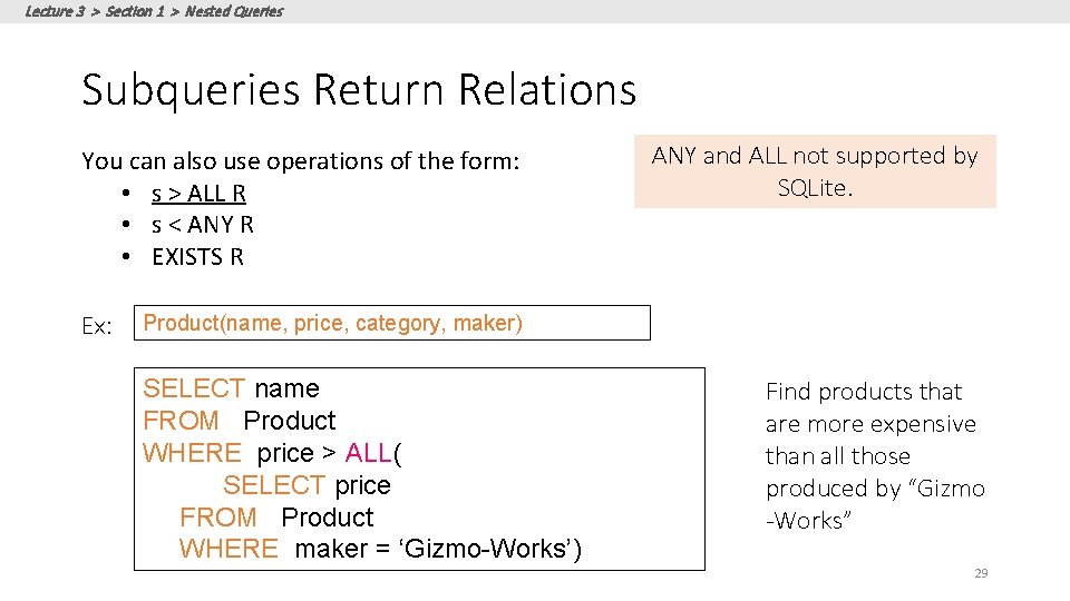 Lectures 3 Introduction to SQL Part II Lecture