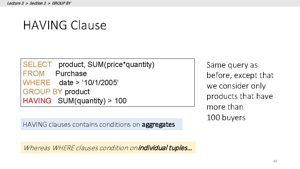 Lectures 3 Introduction to SQL Part II Lecture