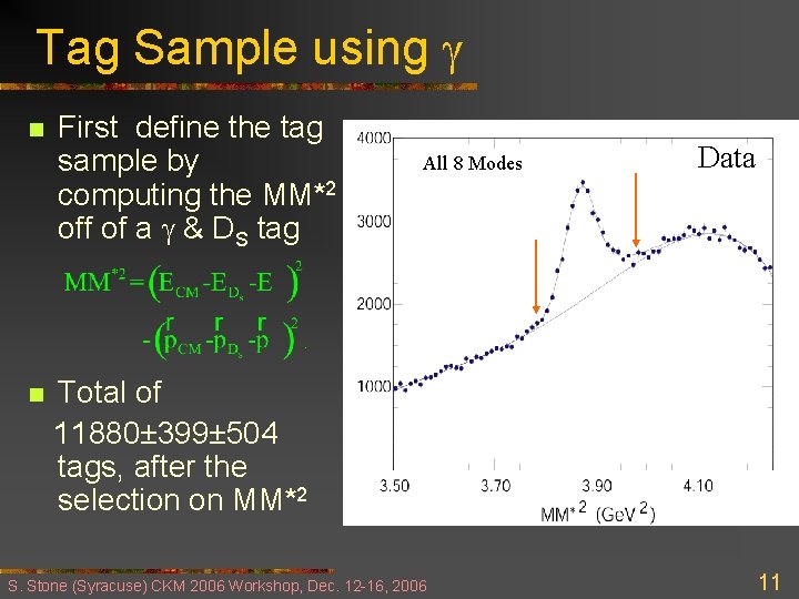 Tag Sample using g n n First define the tag sample by computing the