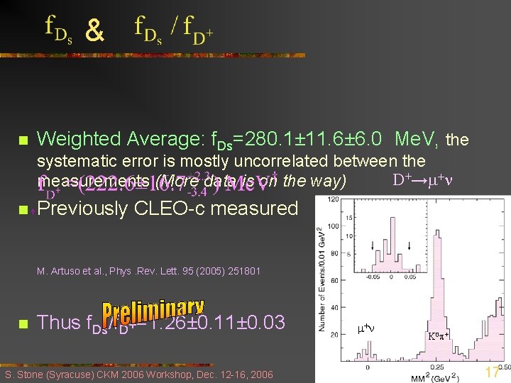 & n Weighted Average: f. Ds=280. 1± 11. 6± 6. 0 Me. V, the