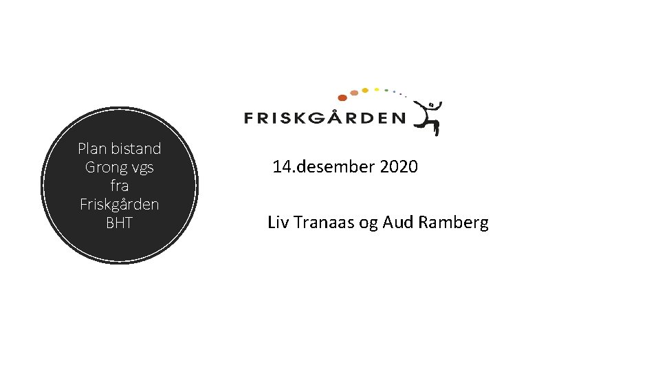 Plan bistand Grong vgs fra Friskgården BHT 14. desember 2020 Liv Tranaas og Aud