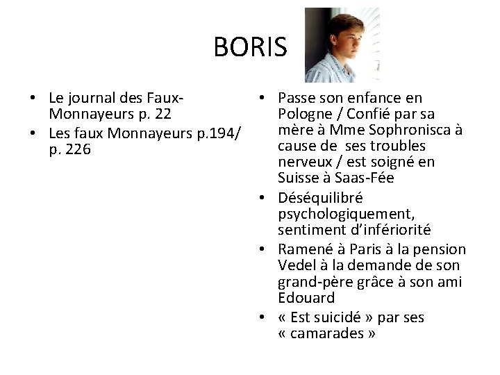 BORIS • Le journal des Faux. Monnayeurs p. 22 • Les faux Monnayeurs p.