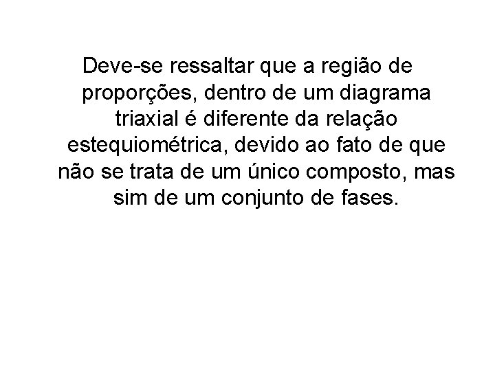 Deve-se ressaltar que a região de proporções, dentro de um diagrama triaxial é diferente