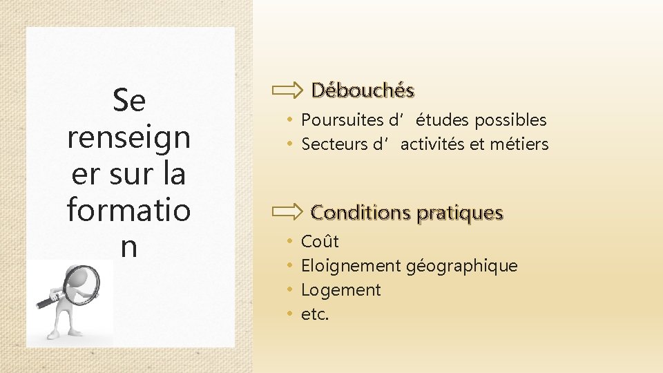 Se renseign er sur la formatio n Débouchés • Poursuites d’études possibles • Secteurs Se renseign er sur la formatio n Débouchés • Poursuites d’études possibles • Secteurs