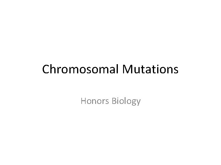 Chromosomal Mutations Honors Biology 