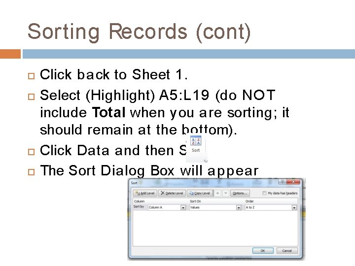 SORTING RECORDS IN EXCEL Computer Sorting Spreadsheet Software