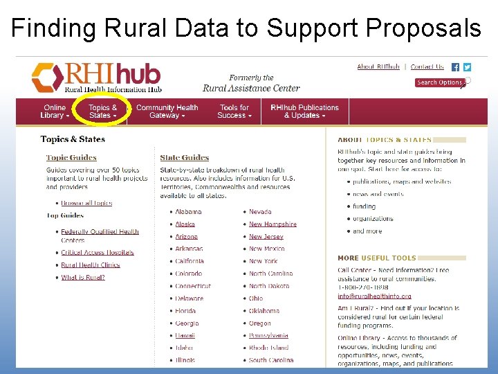 Finding Rural Data to Support Proposals Finding Rural Data to Support Proposals