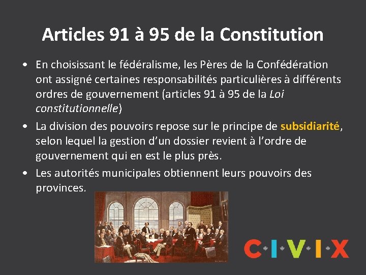 Articles 91 à 95 de la Constitution • En choisissant le fédéralisme, les Pères