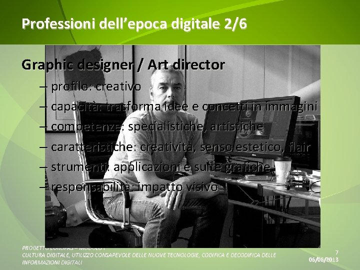 Professioni dell’epoca digitale 2/6 Graphic designer / Art director – profilo: creativo – capacità: