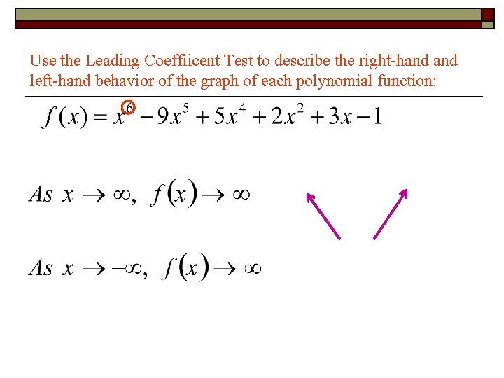 Use the Leading Coeffiicent Test to describe the right-hand left-hand behavior of the graph